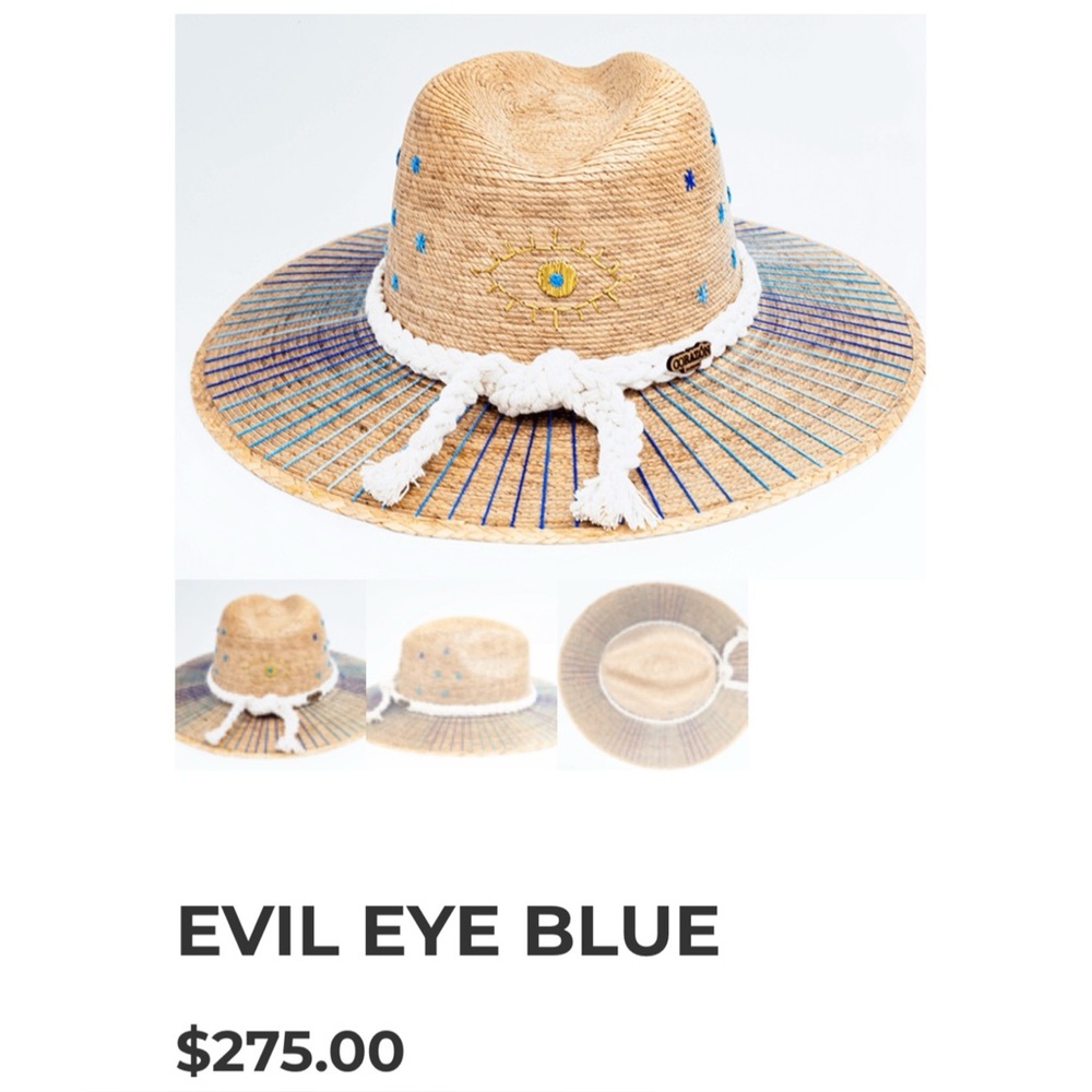 Corazon Playero Straw Summer Evil Eye Design Hat~Mexico